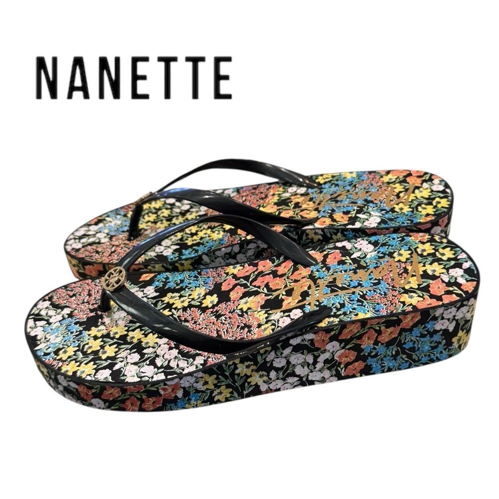 Nanette Nicoletta Women's Colorful Floral Platform Thong Sandals 8